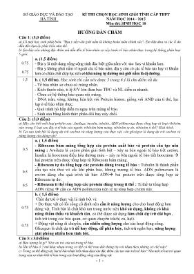 Kì thi chọn học sinh giỏi tỉnh cấp thpt năm học 2014 - 2015 môn thi sinh học 10